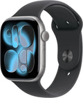 Apple Watch Series 11 [GPS 46mm] Smartwatch with Space Gray Aluminum Case with Black Sport Band - M/L. Sleep Score, Fitness Tracker, Health Monitoring, Always-On Display, Water Resistant